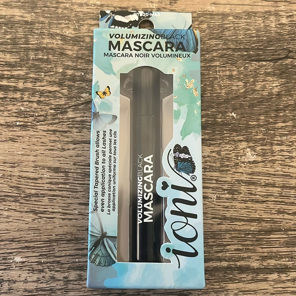 IONI VOLUMIZING DRAMATIC BLACK MASCARA FULL LASHES THICKNESS TAPERED BRUSH